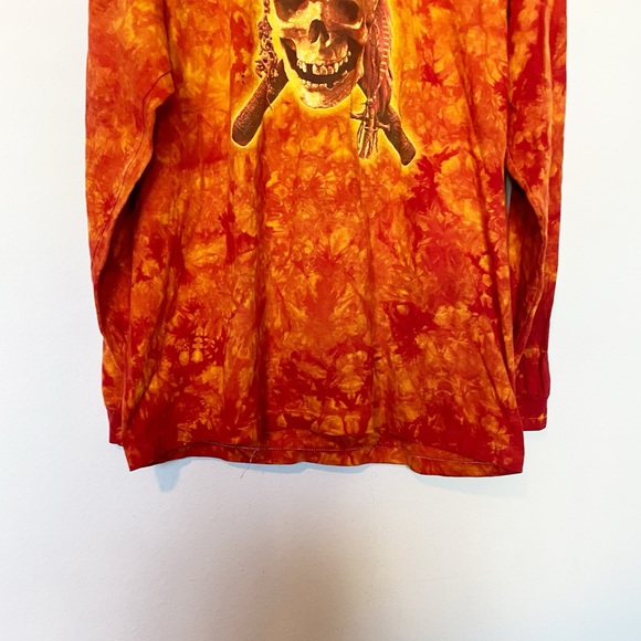 VTG Walt Disney World Pirates of the Caribbean Tie-Dye Long Sleeve Tee Orange XL - Picture 4 of 9